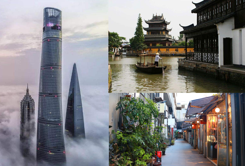 Shanghai Tower, Tianzifang, Zhujiajiao water town