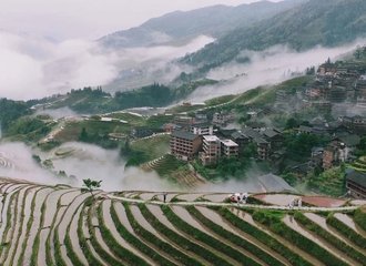 Longsheng Rice terraces in a raining day