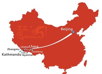 Beijing Lhasa Kathmandu Tour Route