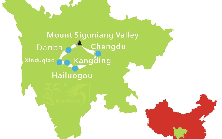 Hailuogou and Mount Siguniang Tour Route